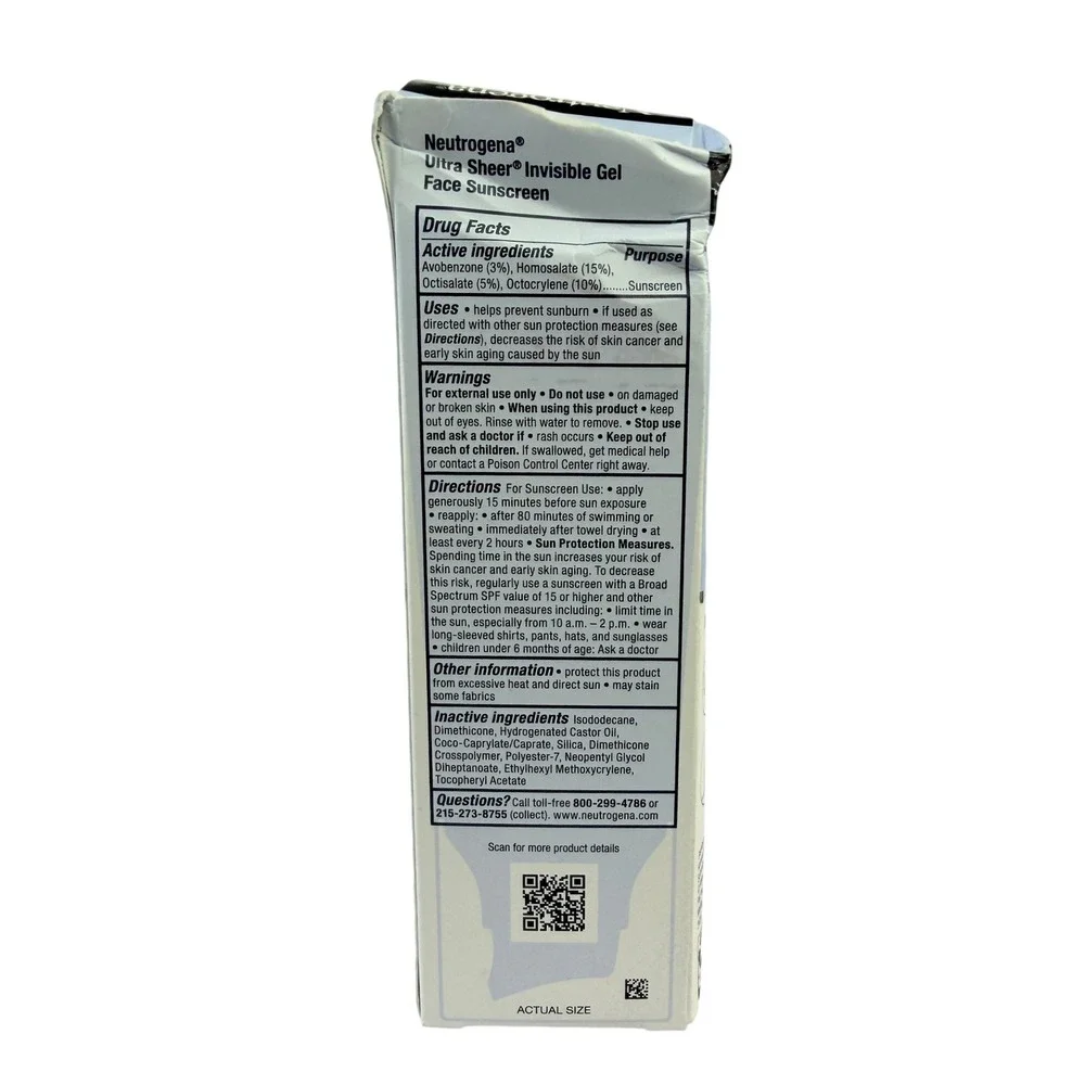 Neutrogena Ultra Sheer Invisible Gel Face Sunscreen SPF 40 Vitamin E 1.7oz New